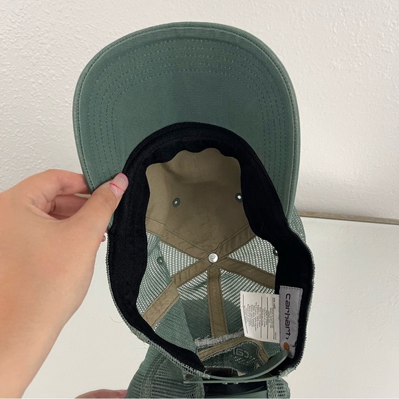 CARHARTT Vintage Unisex Leaf Green Trucker Canvas Mesh Back Buffalo Baseball Cap - Picture 7 of 10